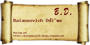 Balassovich Döme névjegykártya